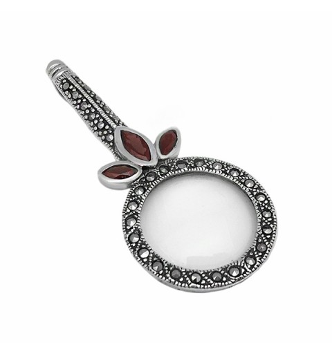 Colgante lupa con granates