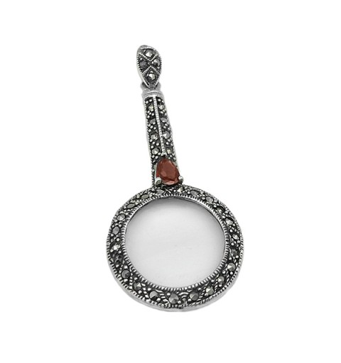 Magnifying glass and marcasite pendant