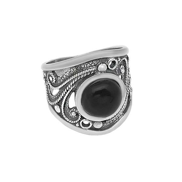 Anillo filigrana y azabache
