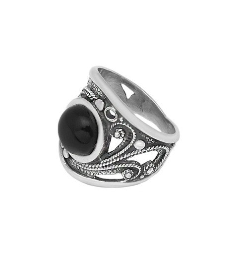 Anillo filigrana y azabache
