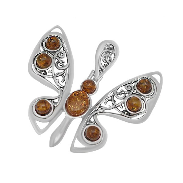 Amber butterfly pendant