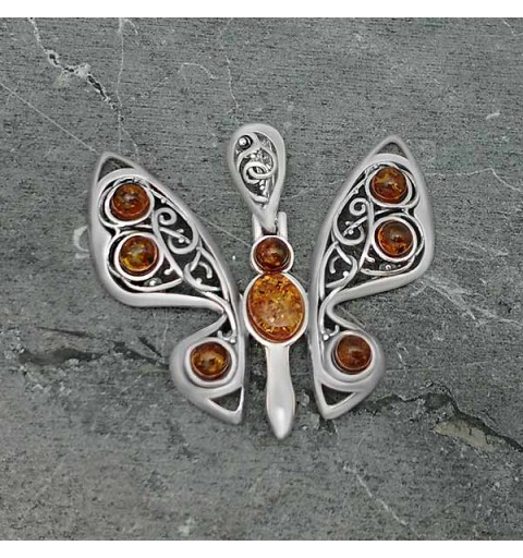 Colgante mariposa ámbar