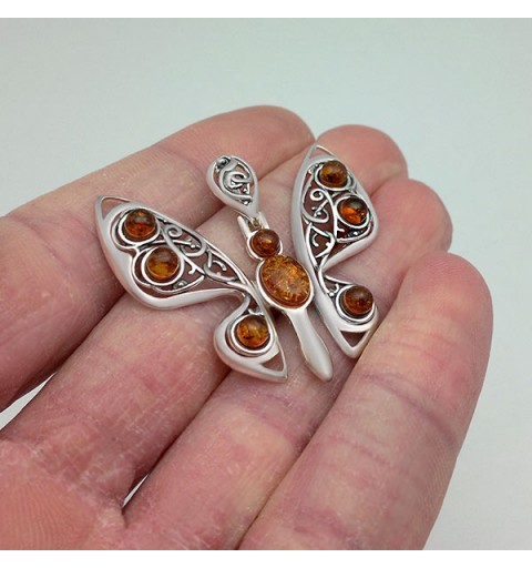 Colgante mariposa ámbar