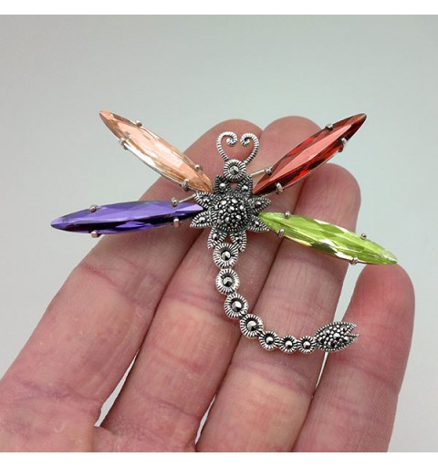 Dragonfly brooch with marcasite
