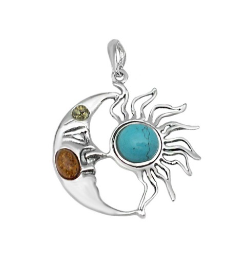 Amber sun and moon pendant