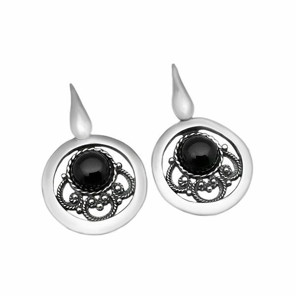Round jet earrings