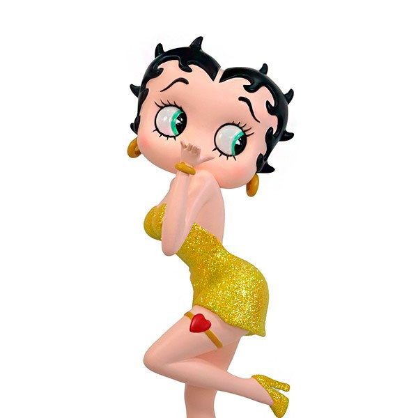 Betty Boop beso al aire, con vestido amarillo
