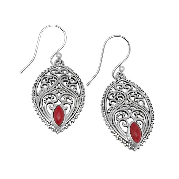 Filigree earrings with coral