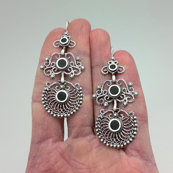 Silver and Jet Earrings