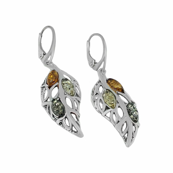 Amber leaf earrings