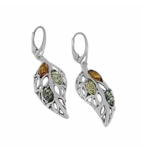 Amber leaf earrings