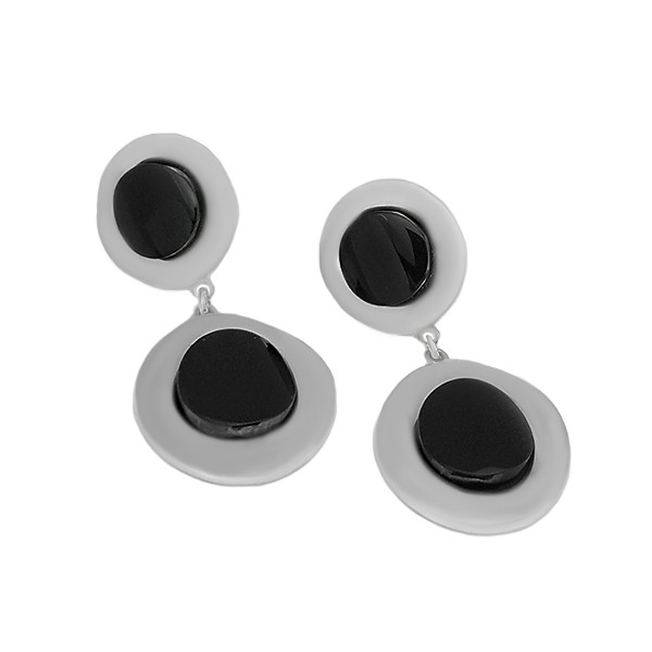 Pendientes con doble pieza azabache redonda