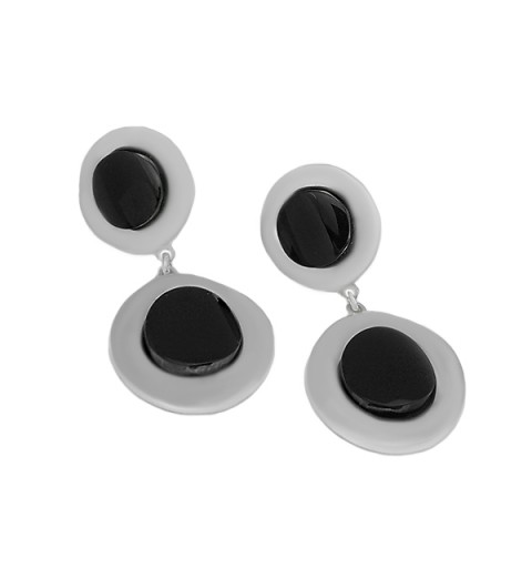 Pendientes con doble pieza azabache redonda