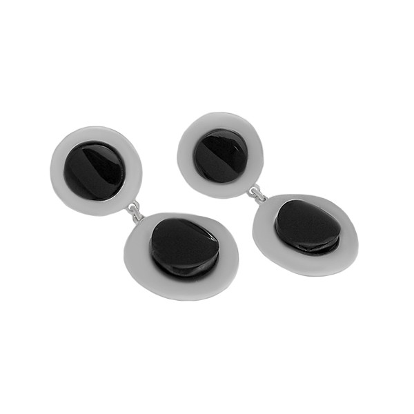 Pendientes con doble pieza azabache redonda