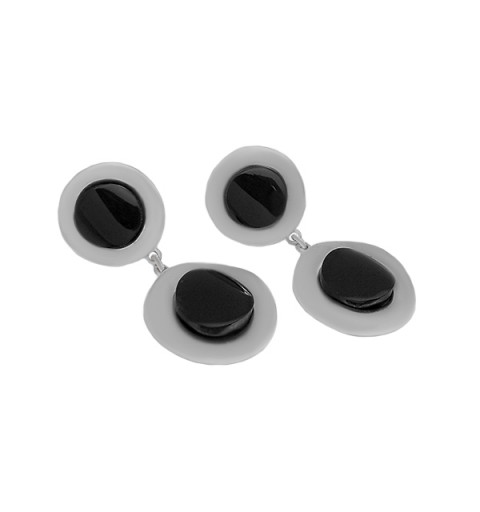 Pendientes con doble pieza azabache redonda