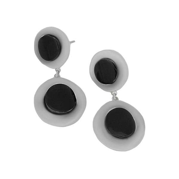 Pendientes con doble pieza azabache redonda