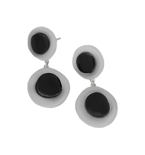Pendientes con doble pieza azabache redonda