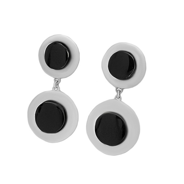 Pendientes con doble pieza azabache redonda