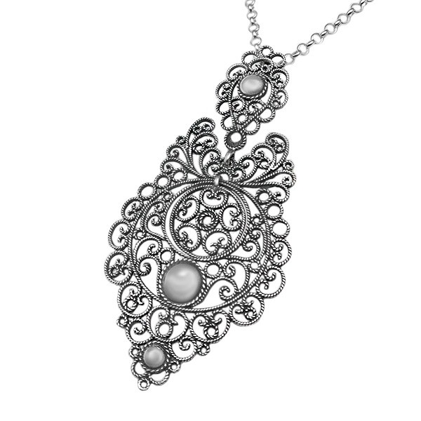 Toad pendant in aged silver with filigree