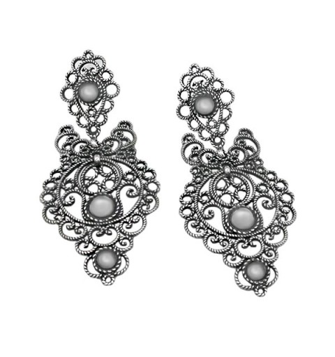 Antique silver earrings with filigree