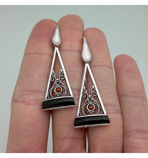Triangular jet earrings