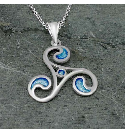 Blue triskelion pendant