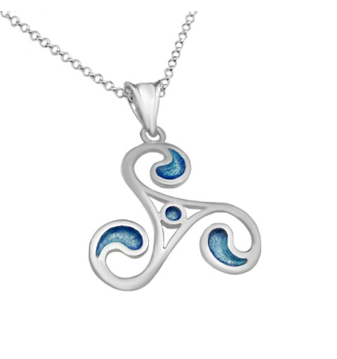 Blue triskelion pendant