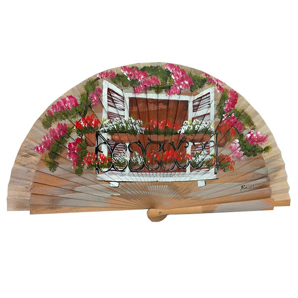Handmade Fan "Floral Balcony"