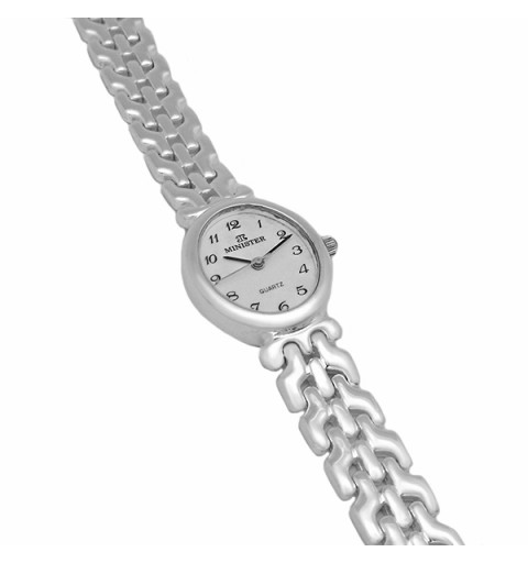 Silver watch with oval dial