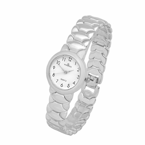 Silver watch with round dial