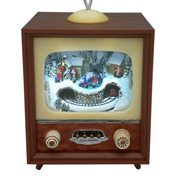 Televisor Retro con Escena Navideña Animada