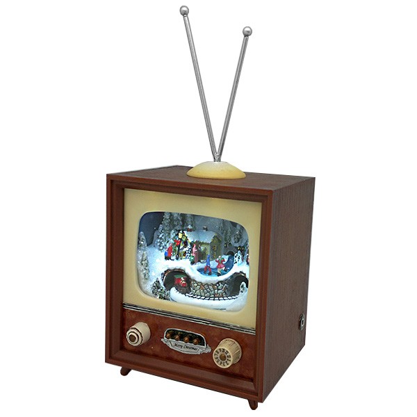 Televisor Retro con Escena Navideña Animada
