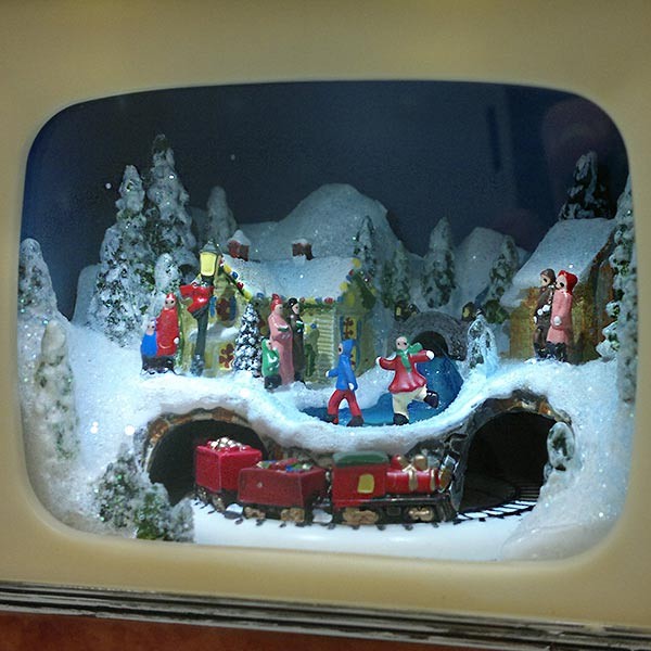 Televisor Retro con Escena Navideña Animada