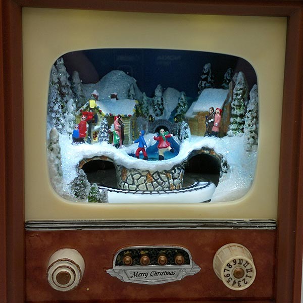 Retro TV with Animated Christmas Scene