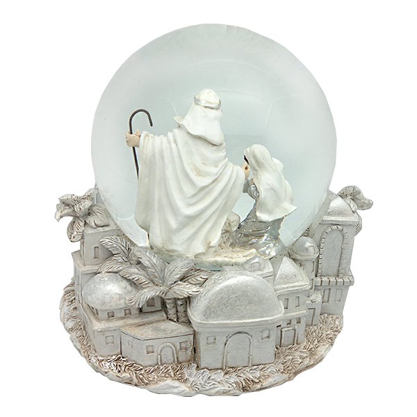 Snowball with snowy nativity