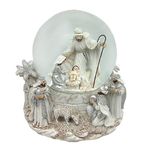 Snowball with snowy nativity