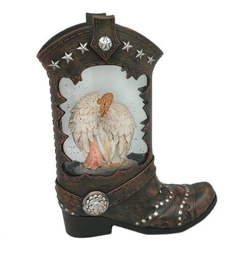 Country boot lantern with nativity scene