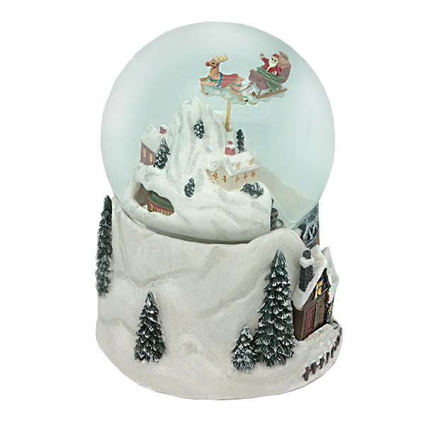 Bola de nieve Santa Claus con su trineo