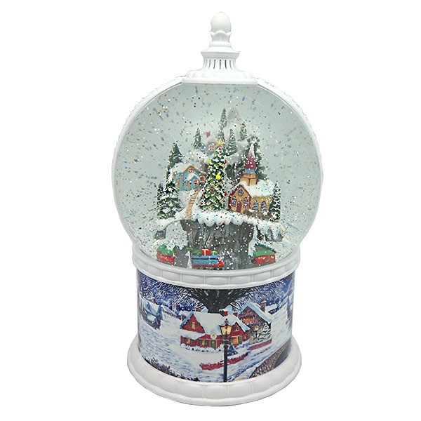 Bola de nieve farolillo pueblo nevado