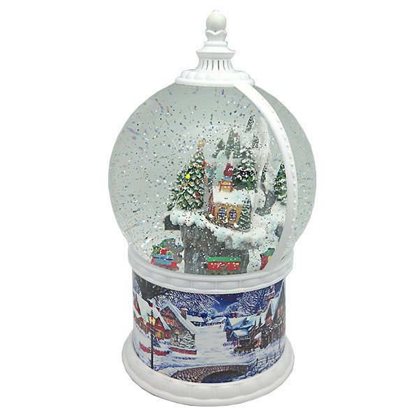 Bola de nieve farolillo pueblo nevado