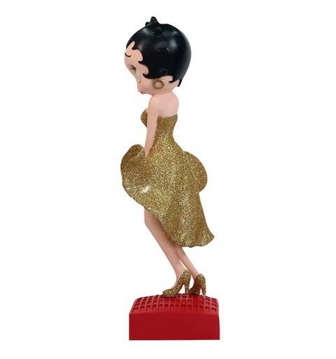 Betty Boop pose Marilyn, vestido dorado.