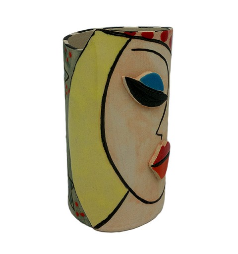 Pencil holder with a woman's face