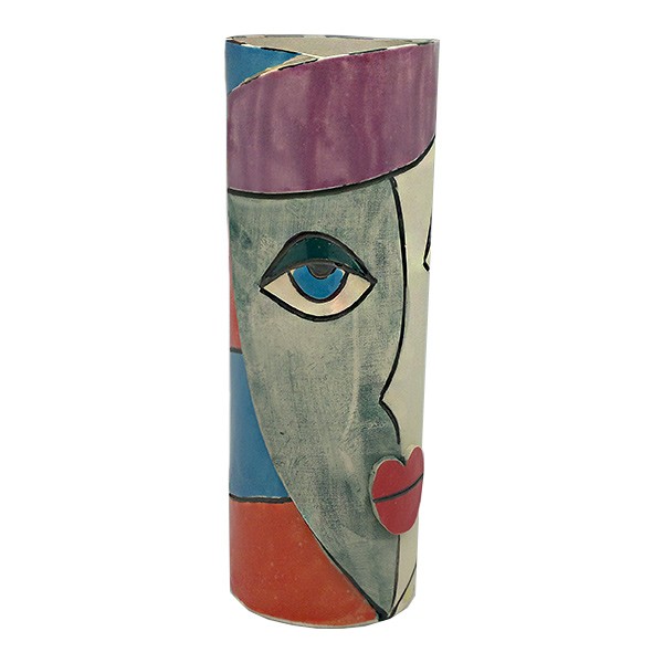 Ceramic vase with the face of a woman.