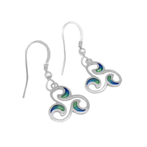 Triskelion earrings with enamel