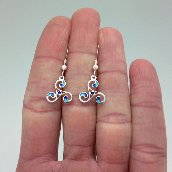 Sterling Triskelion earrings with enamel