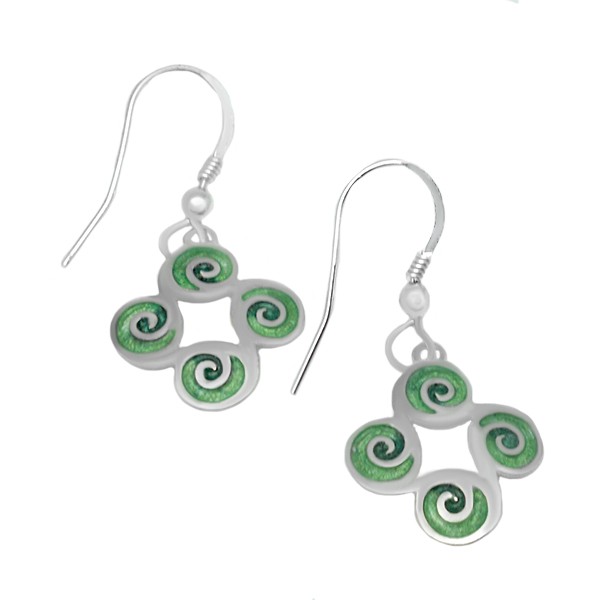 Pendientes espirales en tonos verdes