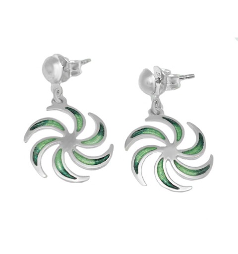 Green spiral earrings