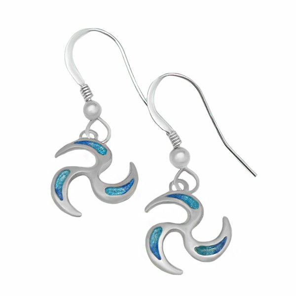 Celtic triskelion earrings, blue tones