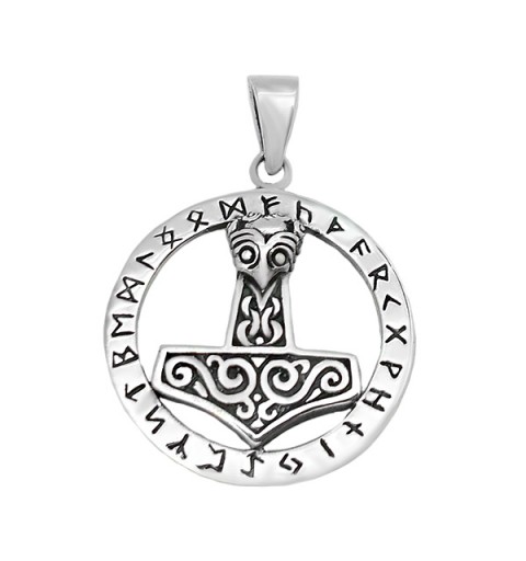 Thor's hammer pendant with runes