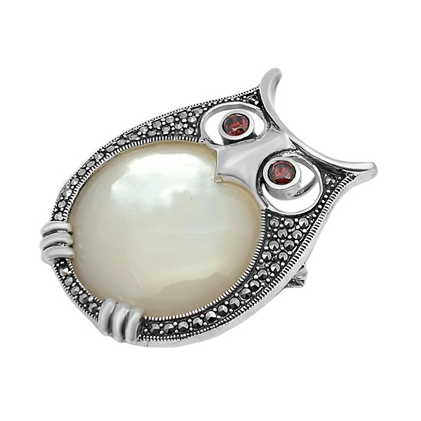Gemstone owl brooch/pendant